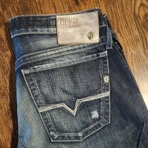 Guess Premium Rebel Straight Leg Jeans Dark wash button-fly men’s size 31x33